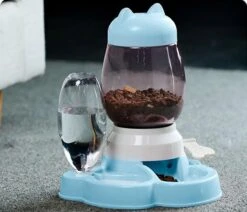 Automatische Voerbak – Voerbak – Hond En Kat – Waterbak – Voerautomaat Voor Hond En Kat – Voer En Drinkbak Combinatie – Water Dispenser – Drinkbak – Lichtblauw – Model 2