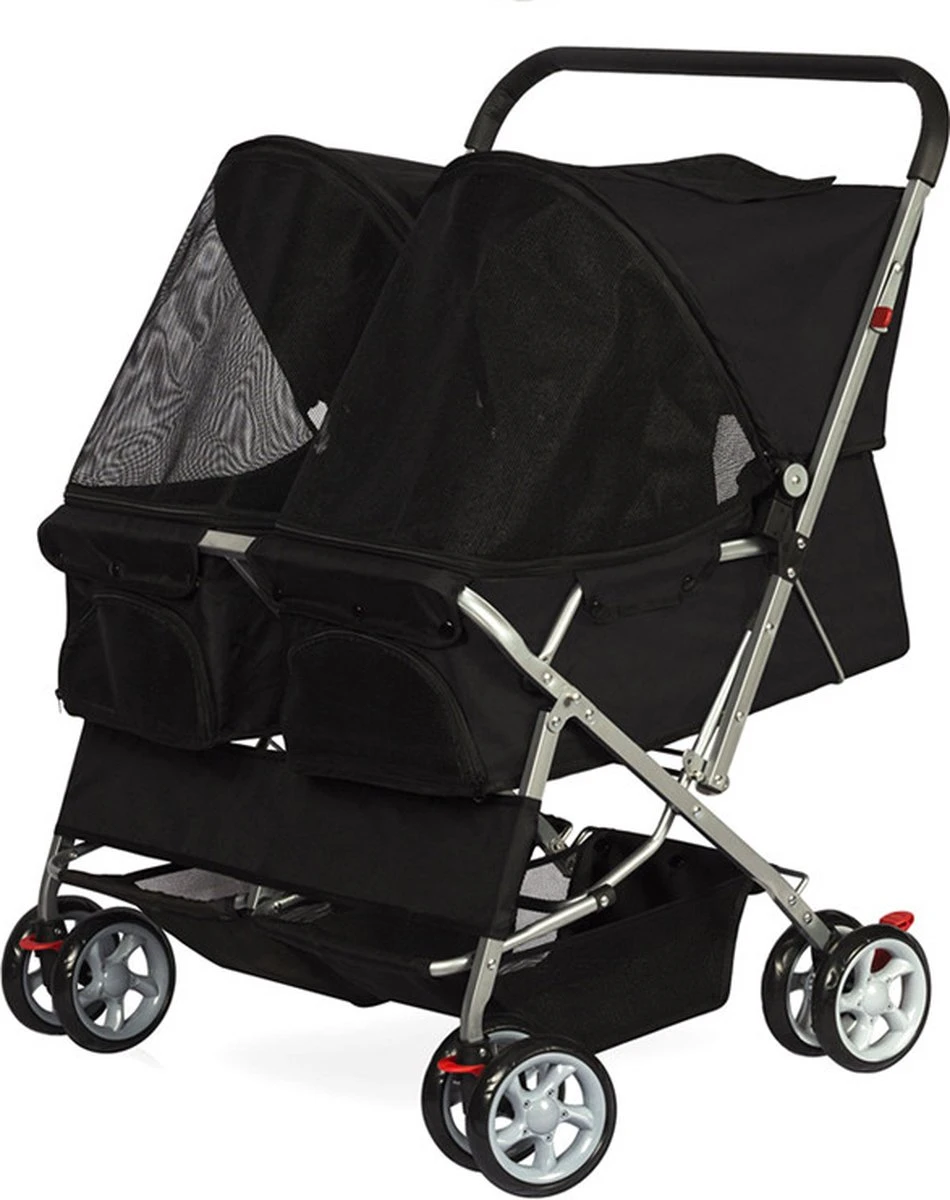 Dogs&Co Dubbele Hondenbuggy Zwart – Hondenbuggy Voor 2 Hondjes 3 Dogs&Co Dubbele Hondenbuggy Zwart – Hondenbuggy Voor 2 Hondjes