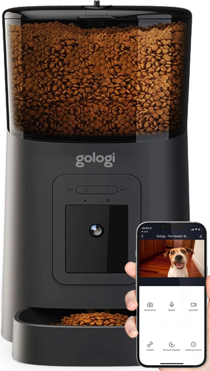 Gologi Automatische Voerbak Kat – Voerbak – Voerautomaat Voor Honden & Katten – Voerdispenser – Met Full HD Camera – Met App – Zwart 3 Gologi Automatische Voerbak Kat – Voerbak – Voerautomaat Voor Honden & Katten – Voerdispenser – Met Full HD Camera – Met App – Zwart