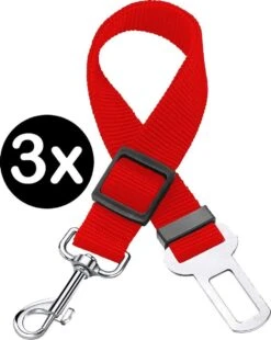 Hondenriem Autogordel Hondentuig Hondengordel Verstelbaar Rood – 3X