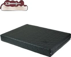 Huggles Orthopedisch Hondenbed Onyx Pitch Black – Hondenkussen – M – 80x60x9cm – Afneembare Hoes Uit Zwart Kunstleer Met Ritssluiting