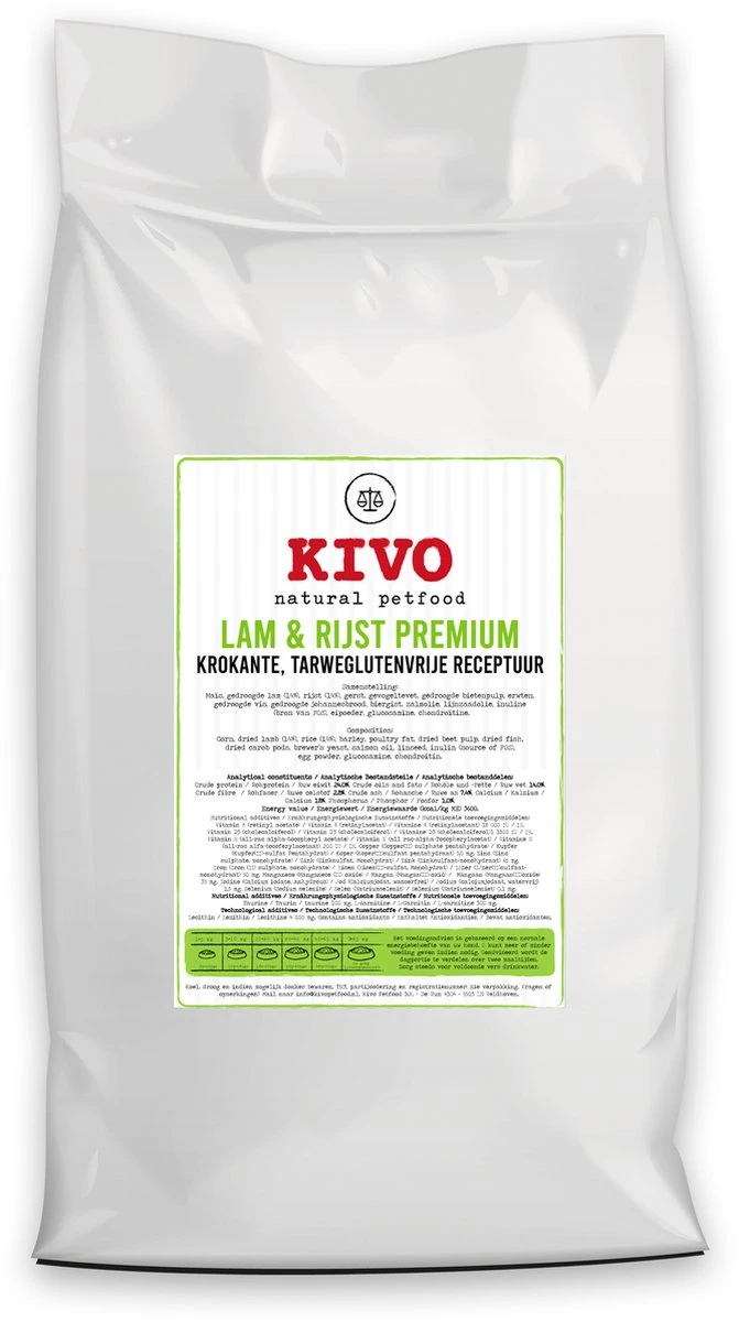 Kivo Petfood Hondenbrokken Krokant Lam & Rijst 15 Kg – Tarweglutenvrij 3 Kivo Petfood Hondenbrokken Krokant Lam & Rijst 15 Kg – Tarweglutenvrij