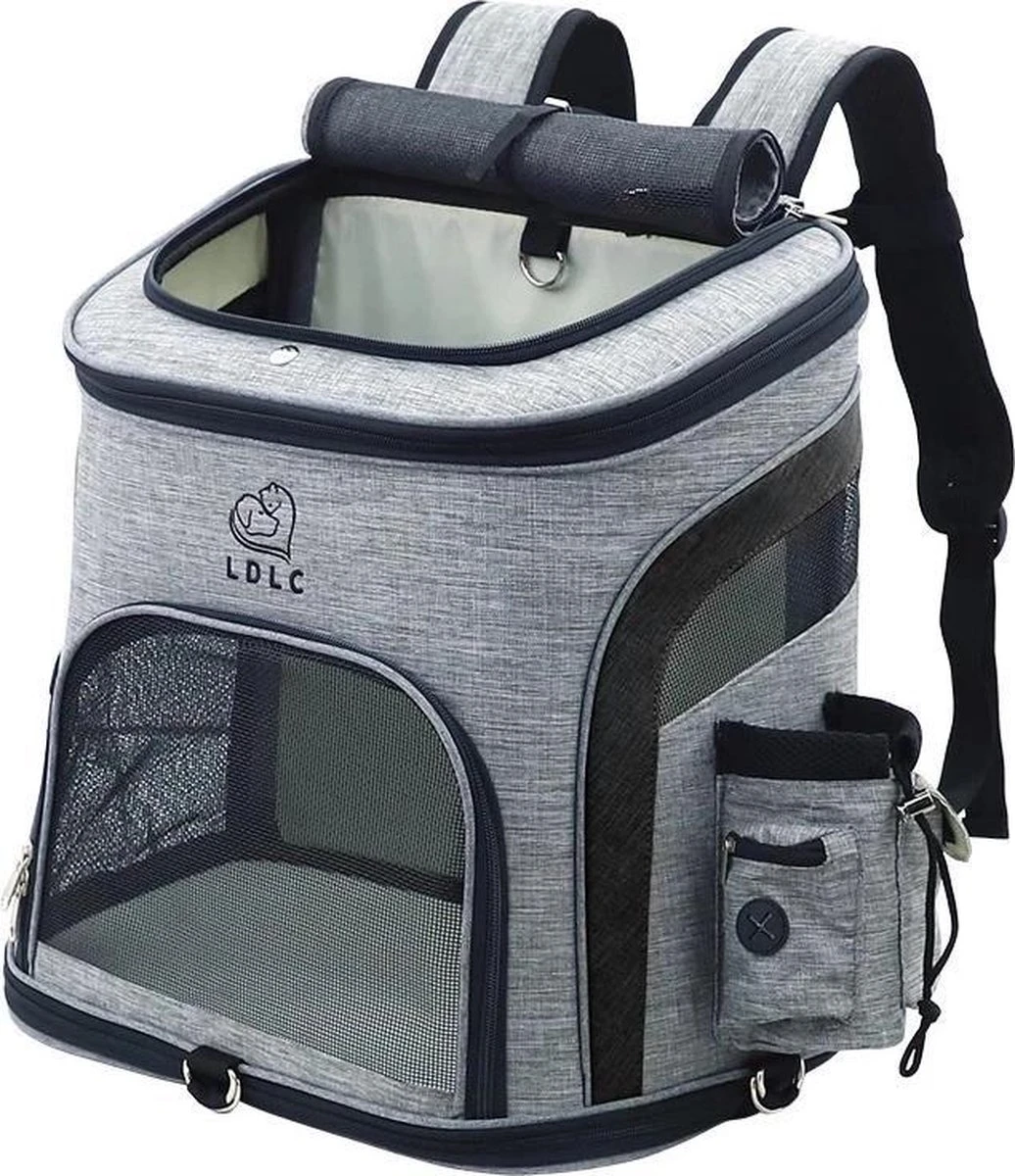 LDLC Hondentas Grijs/zwart (L) – Hondenrugzak – Draagtas Hond – Hondentas Voor Kleine Honden – Honden Reistas – Kattentas – Draagtas Kat – Reismand – Transportbox