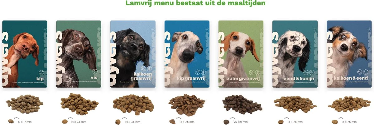 Lamvrij Hondenmenu Dyvers – Dagelijks Wisselende Hondenbrokken – 100% Natuurlijk – Vrij Van Lam Hondenvoer – 7x1kg 3 Lamvrij Hondenmenu Dyvers – Dagelijks Wisselende Hondenbrokken – 100% Natuurlijk – Vrij Van Lam Hondenvoer – 7x1kg
