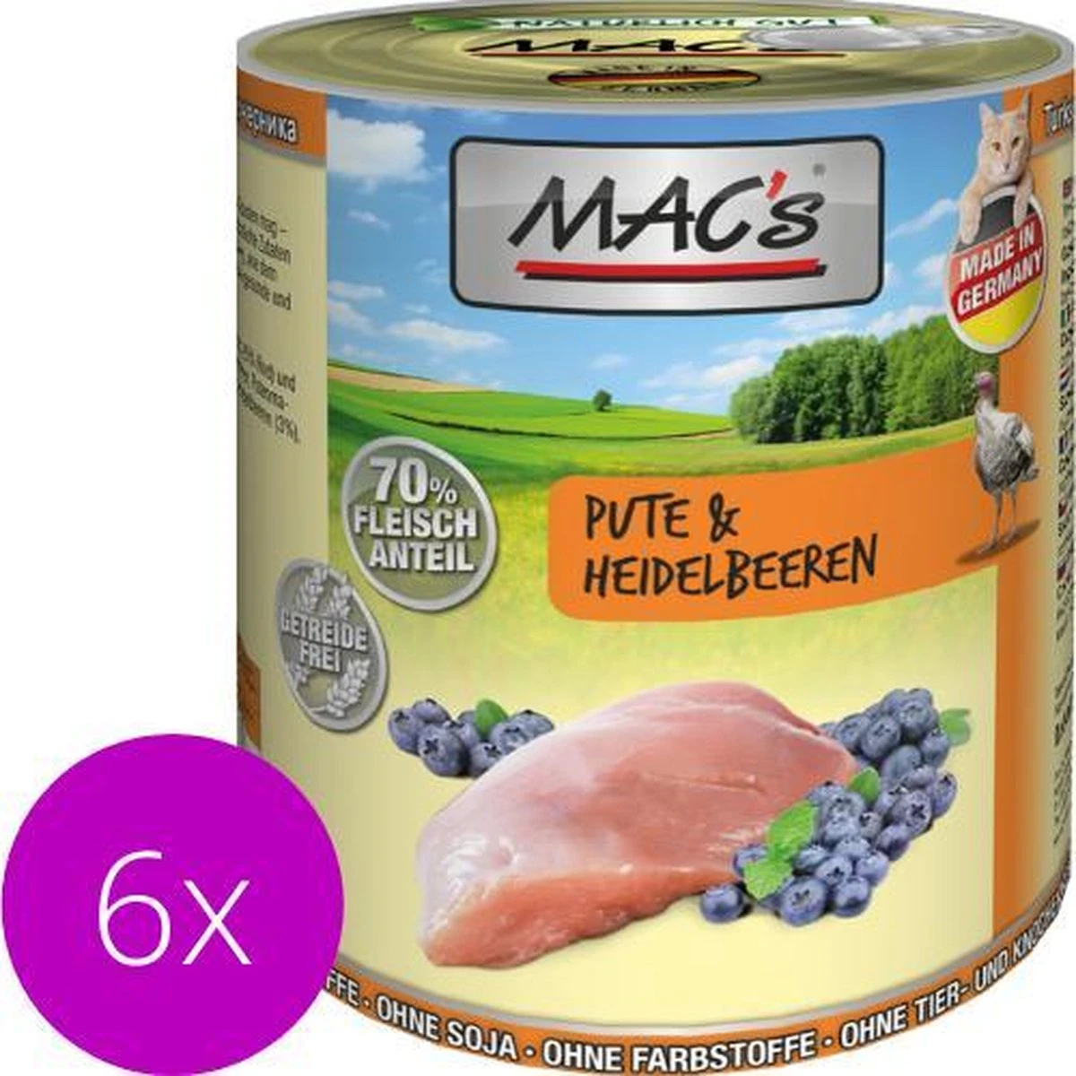 MAC’s Kattenvoer Natvoer Blik – 70% Kalkoen & Bosbessen – 6 X 800g 3 MAC’s Kattenvoer Natvoer Blik – 70% Kalkoen & Bosbessen – 6 X 800g