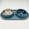 Maison Extravagante – Luxe Dinerset Hond/kat – Dubbele Anti-schrok Voerbak RVS En Siliconen – Met Drinkbak – Slow Feeder – Voederbak – Eetbak – Blauw -Optimaal Hondenspullen Winkel Maison Extravagante Luxe dinerset hondkat dubbele anti schrok voerbak RVS en siliconen met drinkbak Slow feeder Voederbak Eetbak Blauw