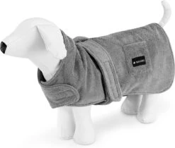 Navaris Hondenbadjas Van Zachte Badstof – Hondendroogjas Met Klittenband – Absorberende Hondenhanddoek Microvezel – Sneldrogende Hondenjas – Maat S