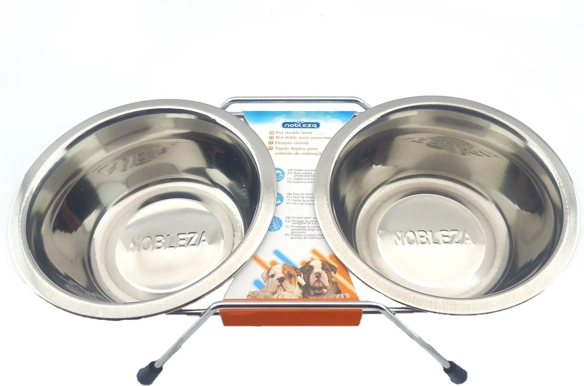 Nobleza Dubbele Voerbak – Voerbakken RVS – Metalen Voerbakken – Voor Honden Of Katten – S 3 Nobleza Dubbele Voerbak – Voerbakken RVS – Metalen Voerbakken – Voor Honden Of Katten – S
