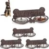 Relaxdays 4x Voerbak Hond – Met Standard – Rvs – Dubbele Hondenbak Muur – Gietijzer -Optimaal Hondenspullen Winkel Relaxdays 4x voerbak hond met standard rvs dubbele hondenbak muur gietijzer