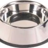 TRIXIE VOERBAK RVS / RUBBERRING -Optimaal Hondenspullen Winkel TRIXIE VOERBAK RVS RUBBERRING
