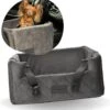 Velvet Silver – Autostoel Voor Hond – 57x50cm – Orthopedisch Kussen – Hondenmand Auto – Wasbaar – Handgemaakt