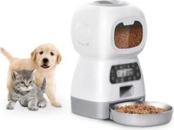 Voerbak Kat Automatisch – Automatische Voerbak – Automatische Voerautomaat – Met Voerbak – Wit / 18x17x33 /1