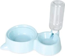 WUFY POJA Hondenbak Anti-slip Dubbel – Honden Voerbak – Automatische Drinkbak Dispenser – Eetbak – Anti Schrok Voerbak – Blauw