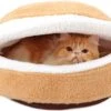 Yokee Kat Bed Hamburger Ontwerp Zacht Huisdier Bedje Winddicht Huisje Katoenen Slaapzak Voor Katten Kleine Honden 52*40*30cm -Optimaal Hondenspullen Winkel Yokee Kat Bed Hamburger Ontwerp Zacht Huisdier Bedje Winddicht Huisje Katoenen Slaapzak Voor Katten Kleine honden 524030cm