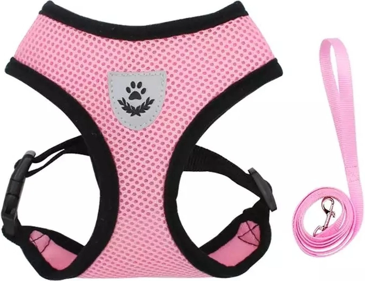 Zavelo® Honden Tuigje – Puppy En Kattentuigje – Hondenharnas – Reflecterend – Incl. Bijpassend Riempje – Roze-Maat: M 3 Zavelo® Honden Tuigje – Puppy En Kattentuigje – Hondenharnas – Reflecterend – Incl. Bijpassend Riempje – Roze-Maat: M